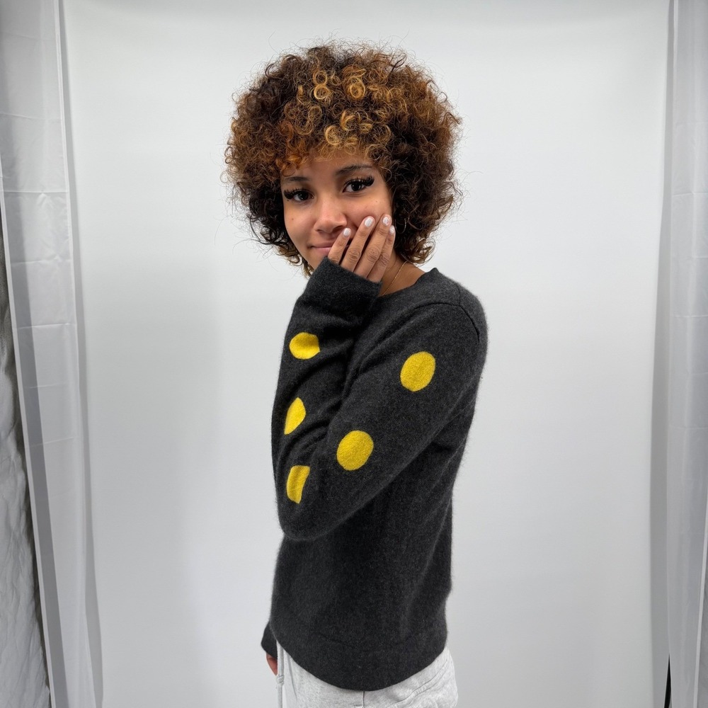 Alice & Olivia Cashmere Sweater Polka Dot Sleeve Gray Size S